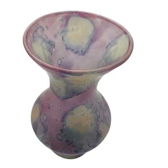 Vintage Hand Painted Art Glass Watercolor Vase - Picture 4 of 6